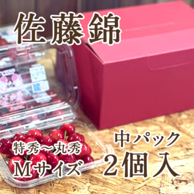 山形県産さくらんぼ 佐藤錦 Mサイズ 特秀～丸秀 中パック2個入り