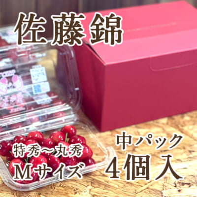 山形県産さくらんぼ 佐藤錦 Mサイズ 特秀～丸秀 中パック4個入り
