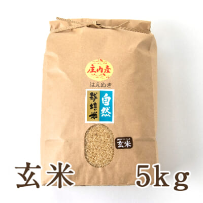 山形県産 自然栽培米 はえぬき 玄米5kg