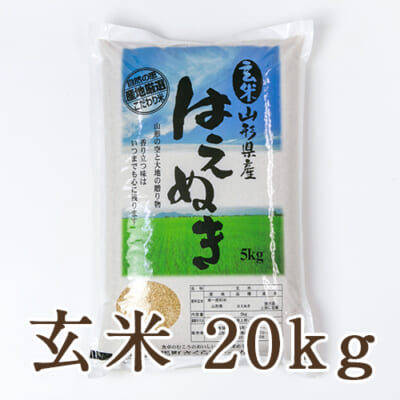 【定期購入】山形県産 はえぬき 玄米20kg