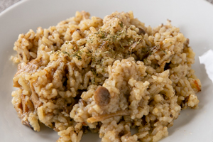 3. つや姫と舟形マッシュルームのリゾット