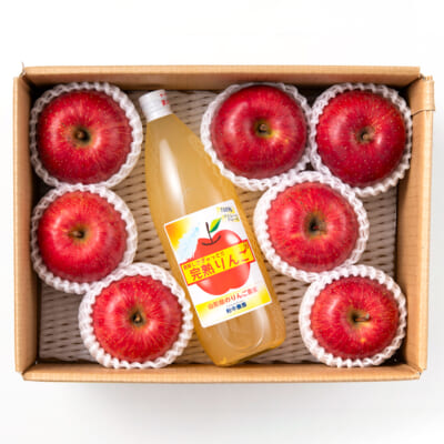 【贈答用】山形県産りんご ふじ 2kg・ジュース詰め合わせ