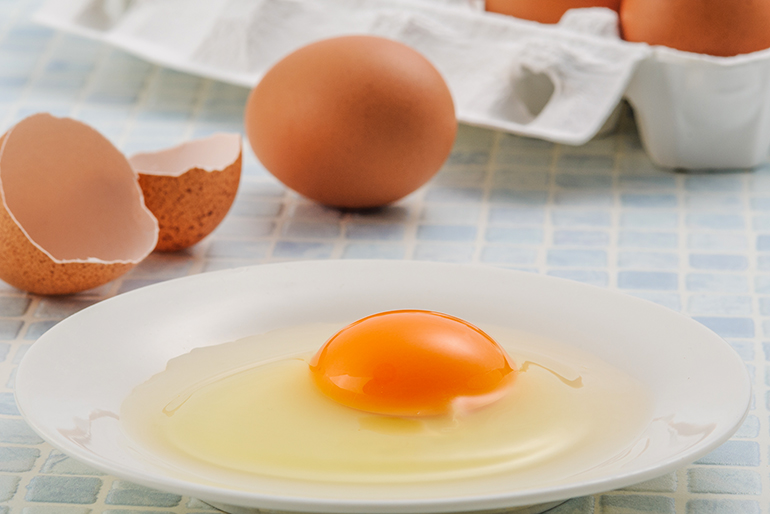 「弾力のある白身」と「濃いオレンジ色の黄身」が特徴